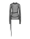 ANN DEMEULEMEESTER ANN DEMEULEMEESTER WOMAN SWEATER BLACK SIZE M COTTON, POLYAMIDE