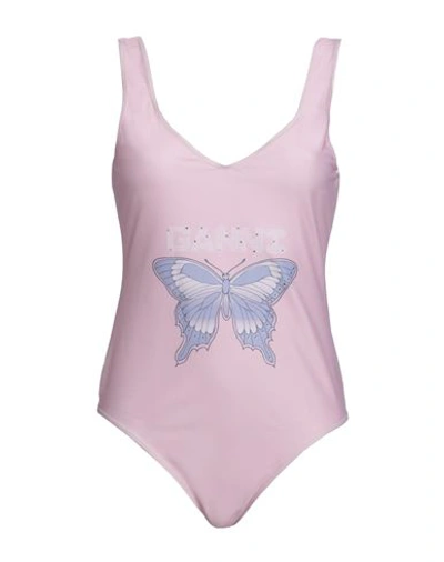 Ganni Butterfly Logo-print Swimsuit In Pastel