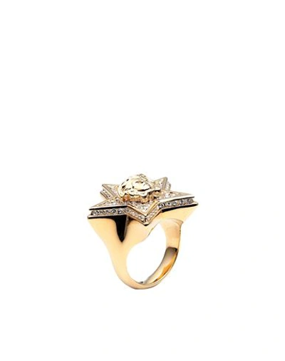 Versace Woman Ring Rose Gold Size 8 Metal, Glass