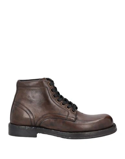Dolce & Gabbana Man Ankle Boots Dark Brown Size 8 Calfskin