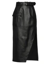 Alexander Mcqueen Leather Midi Skirt In Black
