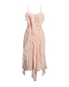 Chloé Ruched Ruffle Voile Midi Dress In Pink