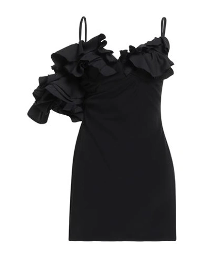 Jacquemus Ruffle Sleeve Detail Mini Dress In Black