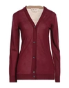 MARNI MARNI WOMAN CARDIGAN BURGUNDY SIZE 6 VIRGIN WOOL