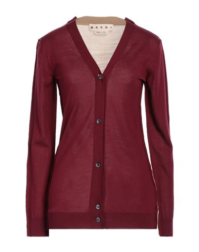 Marni Woman Cardigan Burgundy Size 8 Virgin Wool In Red