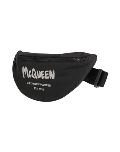 Alexander Mcqueen Man Belt Bag Black Size - Textile Fibers, Soft Leather