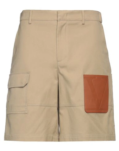 Valentino Garavani Man Shorts & Bermuda Shorts Beige Size 34 Cotton, Elastane, Calfskin