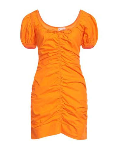 Ganni Woman Mini Dress Orange Size 2 Organic Cotton