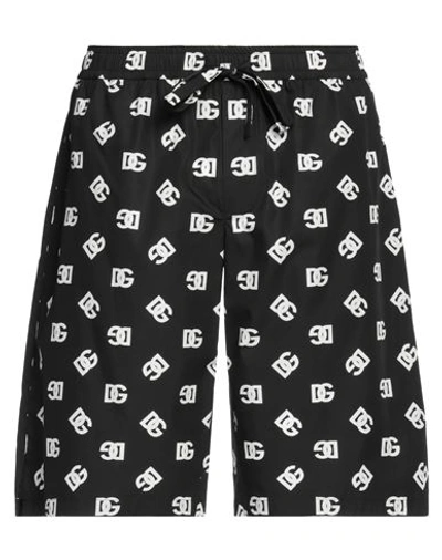 Dolce & Gabbana Allover Logo Shorts In Black