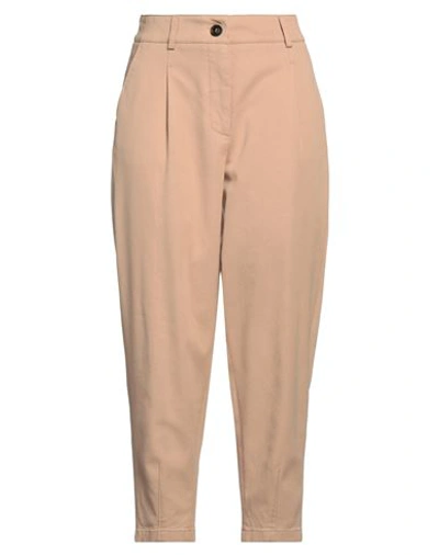 Peserico Easy Woman Pants Camel Size 2 Cotton, Viscose, Elastane In Beige