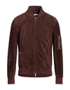 Brunello Cucinelli Man Jacket Brown Size L Leather, Cotton
