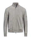 Brunello Cucinelli Man Jacket Light Grey Size Xs Leather, Cotton