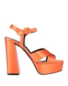 Sergio Rossi Woman Sandals Orange Size 11 Textile Fibers