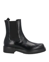 Prada Dark Brown Aubergine Leather Ankle Boots In Black