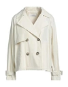 Peserico Woman Jacket Ivory Size 8 Cotton, Polyamide In White