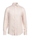 Brunello Cucinelli Man Shirt Beige Size M Linen, Lyocell, Cotton