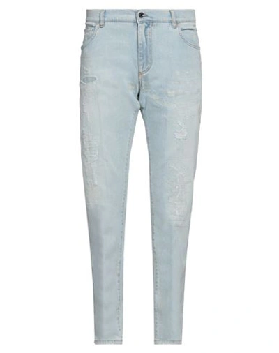 Dolce & Gabbana Man Jeans Blue Size 28 Cotton, Elastane, Zamak, Bovine Leather