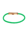 Bottega Veneta Man Bracelet Green Size L 925/1000 Silver, Leather