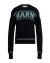 Marni Logo Intarsia Knit Jumper In Blue