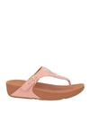 FITFLOP FITFLOP WOMAN THONG SANDAL PINK SIZE 5 LEATHER