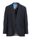 Etro Man Blazer Midnight Blue Size 44 Linen