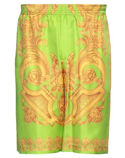 Versace Man Shorts & Bermuda Shorts Green Size 32 Silk