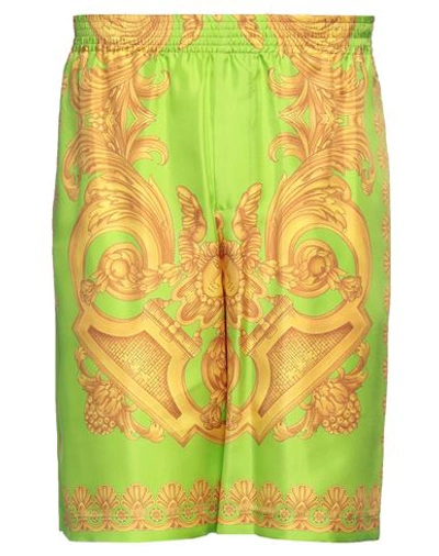 VERSACE VERSACE MAN SHORTS & BERMUDA SHORTS GREEN SIZE 38 SILK