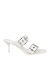 Alexander Mcqueen Boxcar Calfskin Dual-buckle Sandals In White