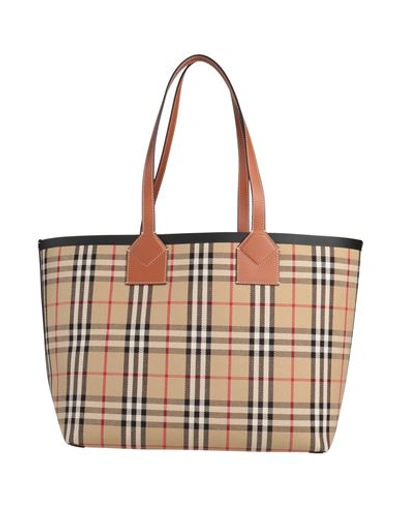 Burberry Woman Shoulder Bag Sand Size - Textile Fibers, Leather In Beige