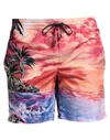 Dolce & Gabbana Beach-print Swim Shorts In Orange