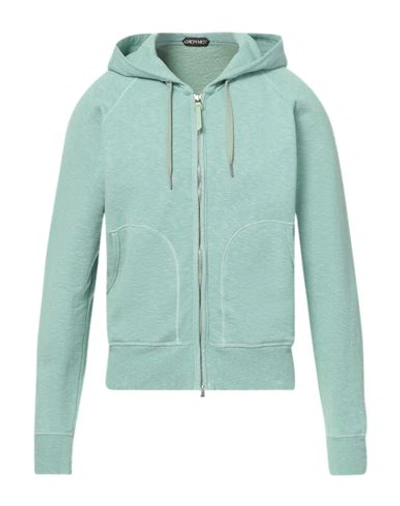 Tom Ford Man Sweatshirt Light Green Size 40 Cotton, Viscose, Elastane, Lambskin In Green