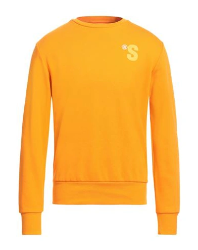 Suns Man Sweatshirt Orange Size M Cotton, Polyester