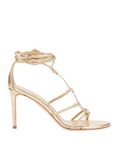 Aquazzura Woman Sandals Gold Size 7.5 Leather