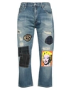 Junya Watanabe Mens Indigo Man X Roy Lichtenstein Graphic-patch Cropped Jeans In Blue