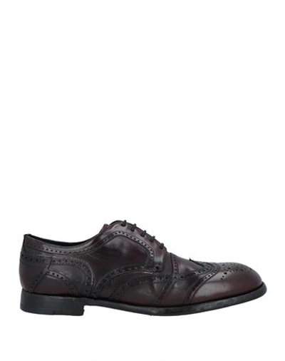 Dolce & Gabbana Man Lace-up Shoes Burgundy Size 7 Soft Leather In Red