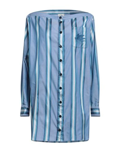 Etro Woman Shirt Pastel Blue Size 6 Cotton, Viscose, Silk