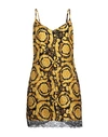 Versace Barocco Silk Camisole Minidress In Black