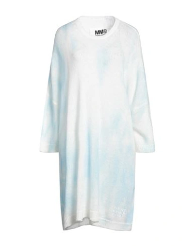 Mm6 Maison Margiela Woman Midi Dress Sky Blue Size Xs Acrylic, Polyamide, Mohair Wool, Wool In Blue