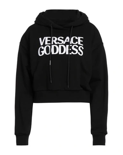 Versace Woman Sweatshirt Black Size 2 Cotton, Elastane