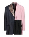Dolce & Gabbana Multicolor Patchwork Single Breasted Blazer In Navy Blue