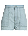 Marni Embroidered-logo Denim Shorts In Blue