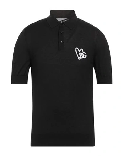 Dolce & Gabbana Man Polo Shirt Black Size 42 Silk, Polyester