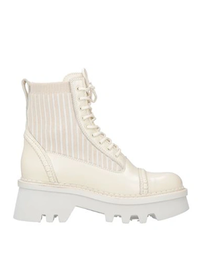 Chloé Woman Ankle Boots Ivory Size 7 Leather In White