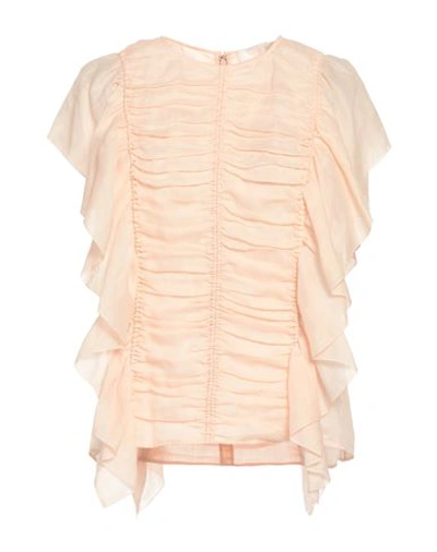 Chloé Woman Top Apricot Size 8 Ramie In Orange