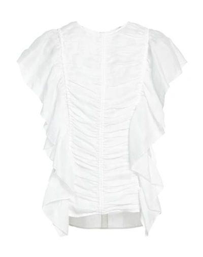 Chloé Ruched Sleeveless Top With Ruffle Detail In White
