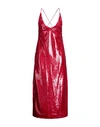 Ganni Sequin-embellished Midi Dress In Magenta