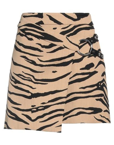 Stella Mccartney Woman Mini Skirt Sand Size 4-6 Wool, Cotton, Polyamide, Elastane, Metal In Beige