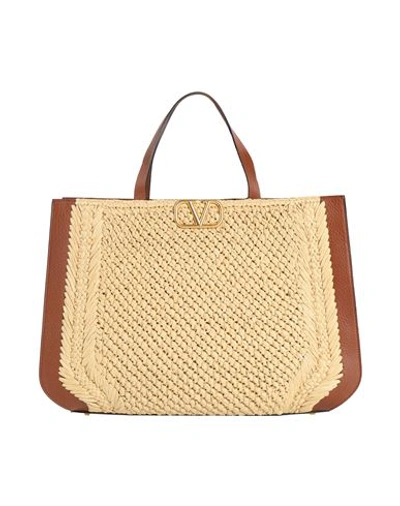 Valentino Garavani Woman Handbag Beige Size - Soft Leather, Textile Fibers