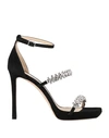 Jimmy Choo Black Bing Sandals With Crustal Embellishment In Leather Woman In Black