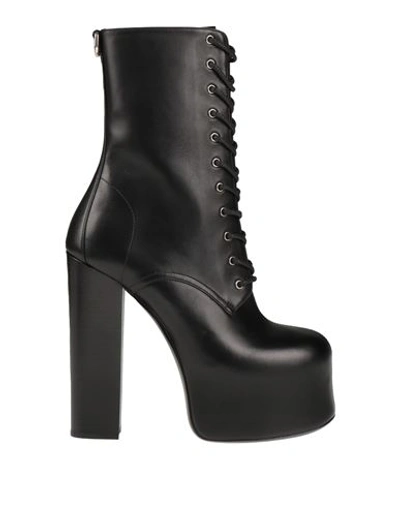 Saint Laurent Woman Ankle Boots Black Size 11 Calfskin